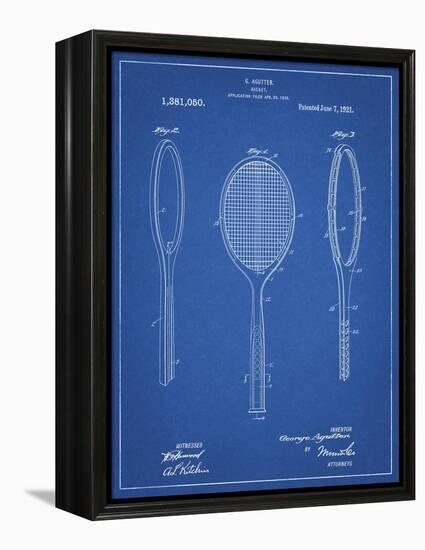 PP1128-Blueprint Vintage Tennis Racket Patent Poster-Cole Borders-Framed Premier Image Canvas