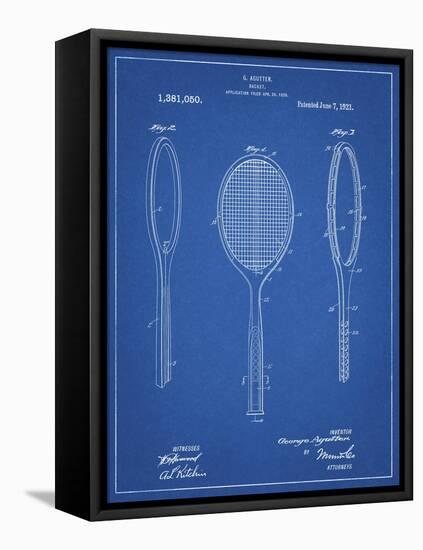 PP1128-Blueprint Vintage Tennis Racket Patent Poster-Cole Borders-Framed Premier Image Canvas