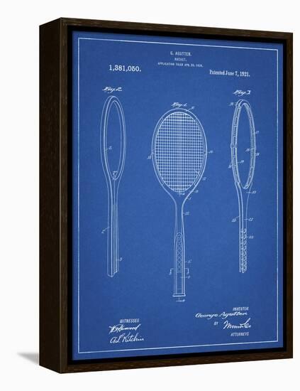 PP1128-Blueprint Vintage Tennis Racket Patent Poster-Cole Borders-Framed Premier Image Canvas