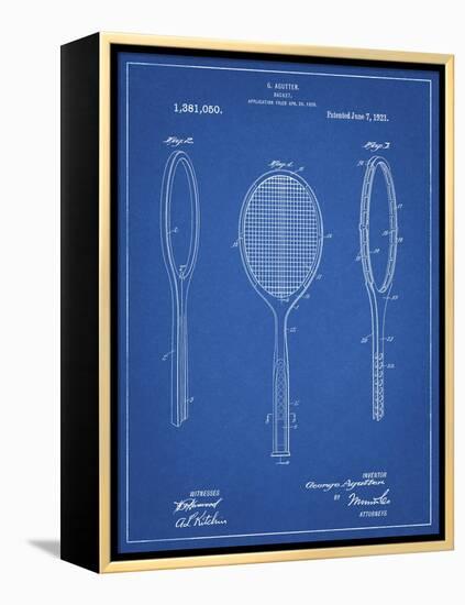 PP1128-Blueprint Vintage Tennis Racket Patent Poster-Cole Borders-Framed Premier Image Canvas