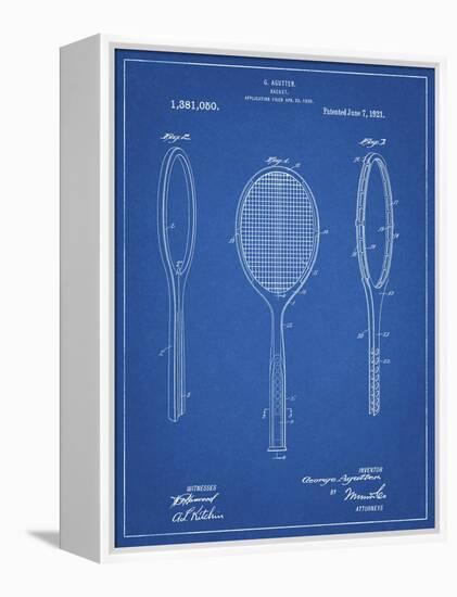 PP1128-Blueprint Vintage Tennis Racket Patent Poster-Cole Borders-Framed Premier Image Canvas