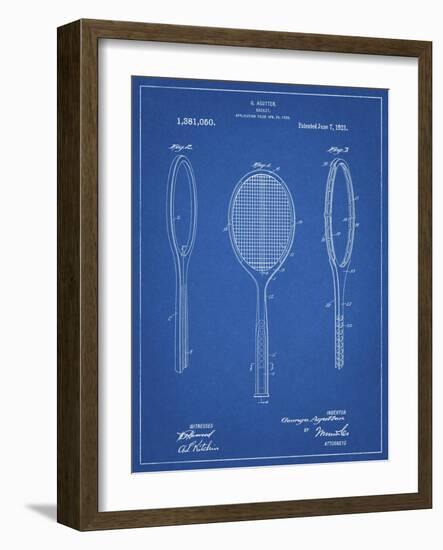 PP1128-Blueprint Vintage Tennis Racket Patent Poster-Cole Borders-Framed Giclee Print