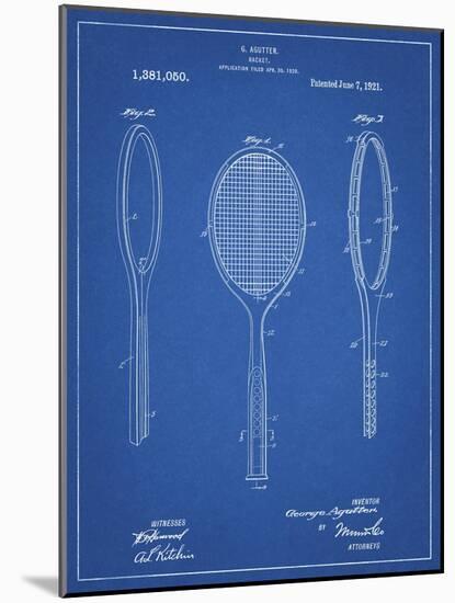 PP1128-Blueprint Vintage Tennis Racket Patent Poster-Cole Borders-Mounted Giclee Print