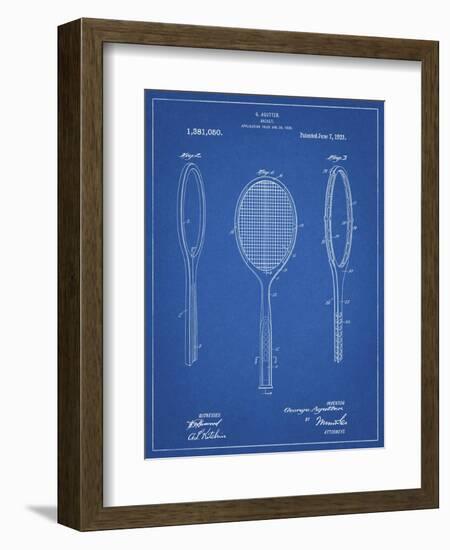 PP1128-Blueprint Vintage Tennis Racket Patent Poster-Cole Borders-Framed Giclee Print