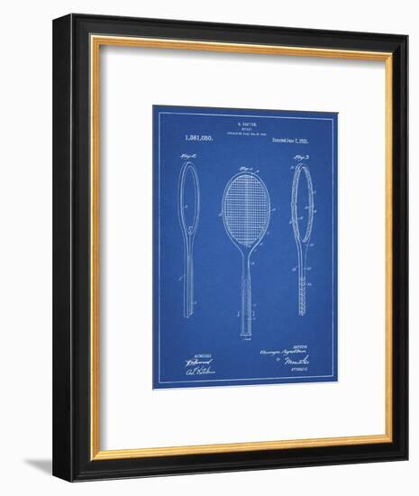 PP1128-Blueprint Vintage Tennis Racket Patent Poster-Cole Borders-Framed Giclee Print