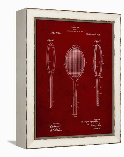 PP1128-Burgundy Vintage Tennis Racket Patent Poster-Cole Borders-Framed Premier Image Canvas