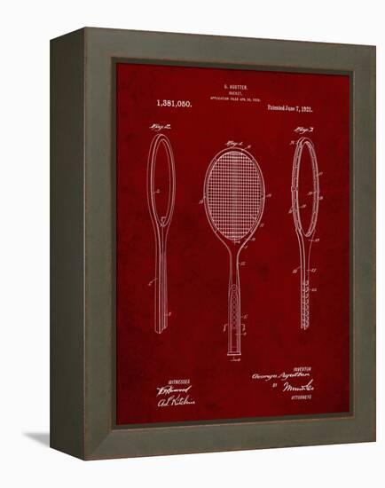 PP1128-Burgundy Vintage Tennis Racket Patent Poster-Cole Borders-Framed Premier Image Canvas