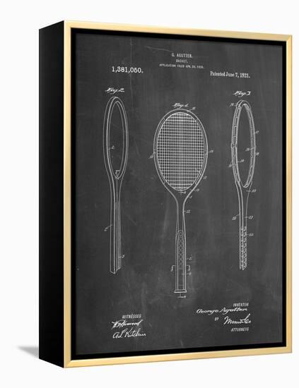 PP1128-Chalkboard Vintage Tennis Racket Patent Poster-Cole Borders-Framed Premier Image Canvas