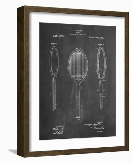 PP1128-Chalkboard Vintage Tennis Racket Patent Poster-Cole Borders-Framed Giclee Print