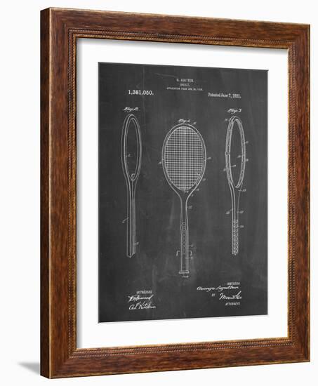 PP1128-Chalkboard Vintage Tennis Racket Patent Poster-Cole Borders-Framed Giclee Print