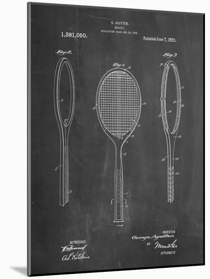 PP1128-Chalkboard Vintage Tennis Racket Patent Poster-Cole Borders-Mounted Giclee Print