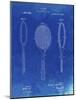 PP1128-Faded Blueprint Vintage Tennis Racket Patent Poster-Cole Borders-Mounted Giclee Print