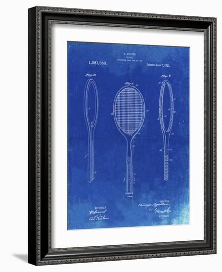 PP1128-Faded Blueprint Vintage Tennis Racket Patent Poster-Cole Borders-Framed Giclee Print