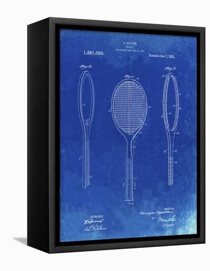 PP1128-Faded Blueprint Vintage Tennis Racket Patent Poster-Cole Borders-Framed Premier Image Canvas