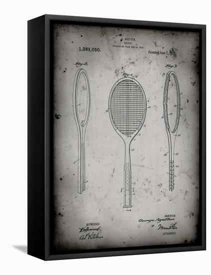 PP1128-Faded Grey Vintage Tennis Racket Patent Poster-Cole Borders-Framed Premier Image Canvas