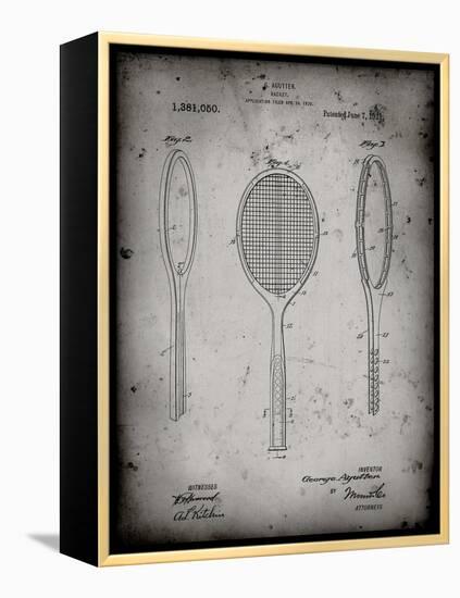 PP1128-Faded Grey Vintage Tennis Racket Patent Poster-Cole Borders-Framed Premier Image Canvas