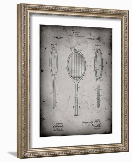 PP1128-Faded Grey Vintage Tennis Racket Patent Poster-Cole Borders-Framed Giclee Print