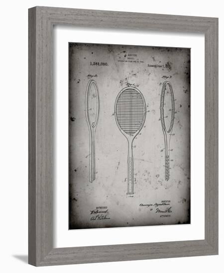 PP1128-Faded Grey Vintage Tennis Racket Patent Poster-Cole Borders-Framed Giclee Print