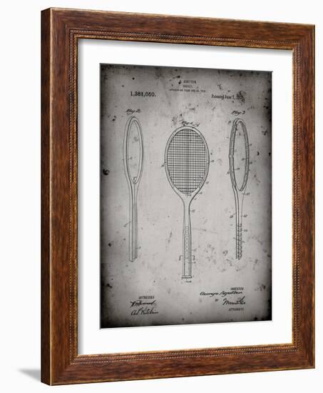 PP1128-Faded Grey Vintage Tennis Racket Patent Poster-Cole Borders-Framed Giclee Print