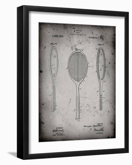 PP1128-Faded Grey Vintage Tennis Racket Patent Poster-Cole Borders-Framed Giclee Print