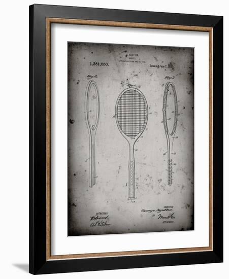 PP1128-Faded Grey Vintage Tennis Racket Patent Poster-Cole Borders-Framed Giclee Print