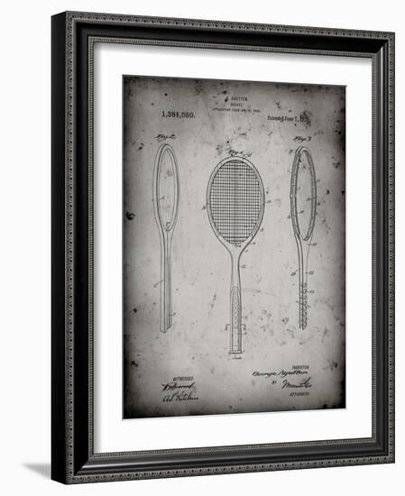 PP1128-Faded Grey Vintage Tennis Racket Patent Poster-Cole Borders-Framed Giclee Print