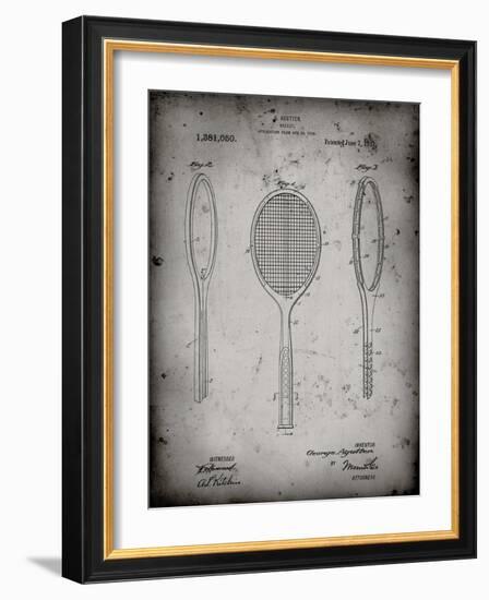 PP1128-Faded Grey Vintage Tennis Racket Patent Poster-Cole Borders-Framed Giclee Print