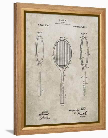 PP1128-Sandstone Vintage Tennis Racket Patent Poster-Cole Borders-Framed Premier Image Canvas