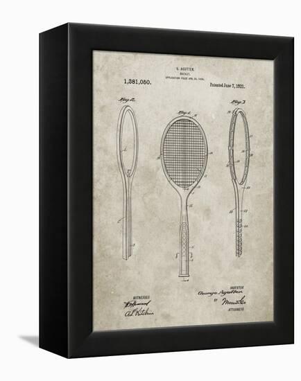 PP1128-Sandstone Vintage Tennis Racket Patent Poster-Cole Borders-Framed Premier Image Canvas