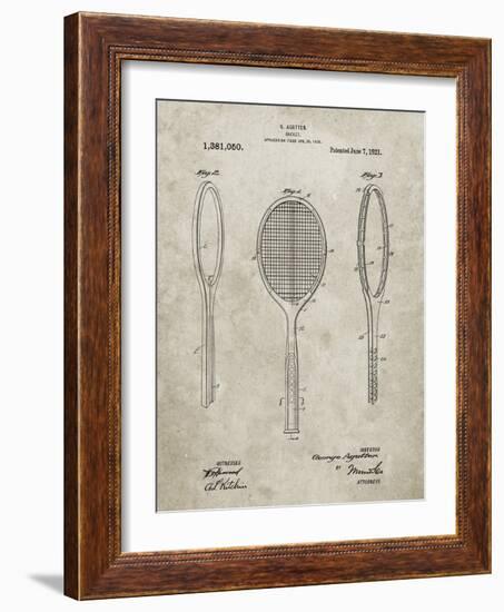 PP1128-Sandstone Vintage Tennis Racket Patent Poster-Cole Borders-Framed Giclee Print