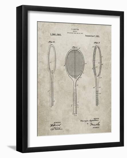 PP1128-Sandstone Vintage Tennis Racket Patent Poster-Cole Borders-Framed Giclee Print