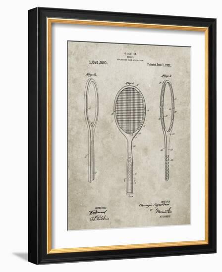 PP1128-Sandstone Vintage Tennis Racket Patent Poster-Cole Borders-Framed Giclee Print
