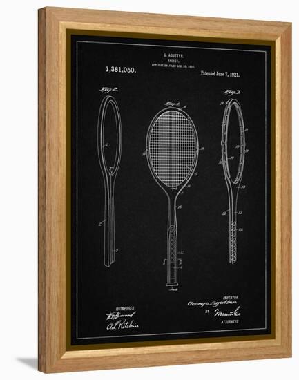 PP1128-Vintage Black Vintage Tennis Racket Patent Poster-Cole Borders-Framed Premier Image Canvas