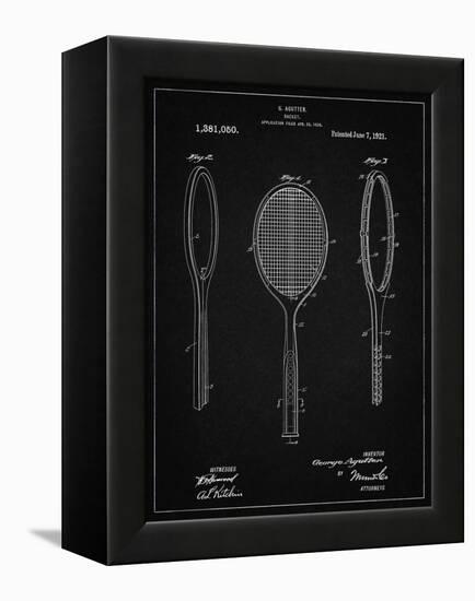 PP1128-Vintage Black Vintage Tennis Racket Patent Poster-Cole Borders-Framed Premier Image Canvas