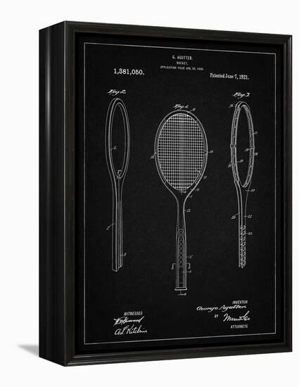 PP1128-Vintage Black Vintage Tennis Racket Patent Poster-Cole Borders-Framed Premier Image Canvas