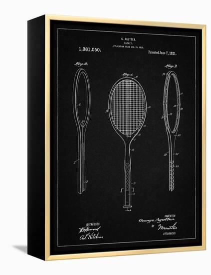 PP1128-Vintage Black Vintage Tennis Racket Patent Poster-Cole Borders-Framed Premier Image Canvas