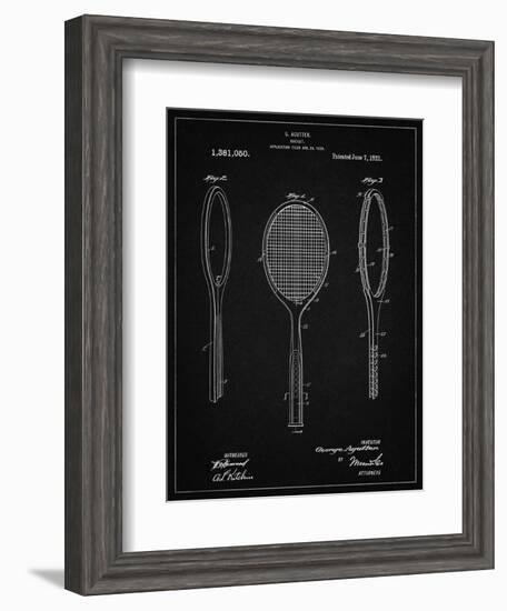 PP1128-Vintage Black Vintage Tennis Racket Patent Poster-Cole Borders-Framed Giclee Print