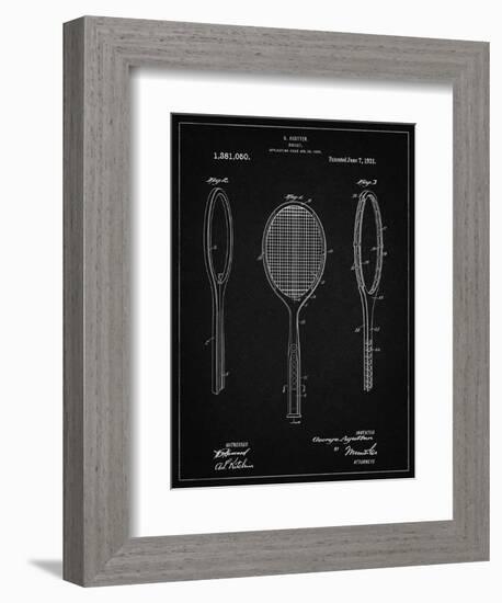 PP1128-Vintage Black Vintage Tennis Racket Patent Poster-Cole Borders-Framed Premium Giclee Print