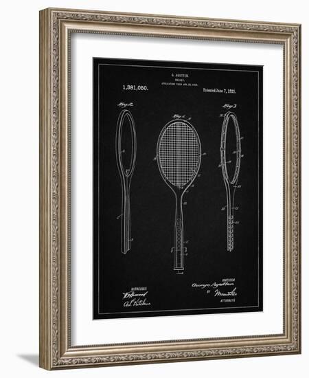 PP1128-Vintage Black Vintage Tennis Racket Patent Poster-Cole Borders-Framed Giclee Print