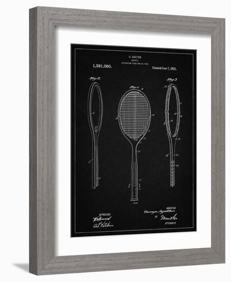 PP1128-Vintage Black Vintage Tennis Racket Patent Poster-Cole Borders-Framed Giclee Print