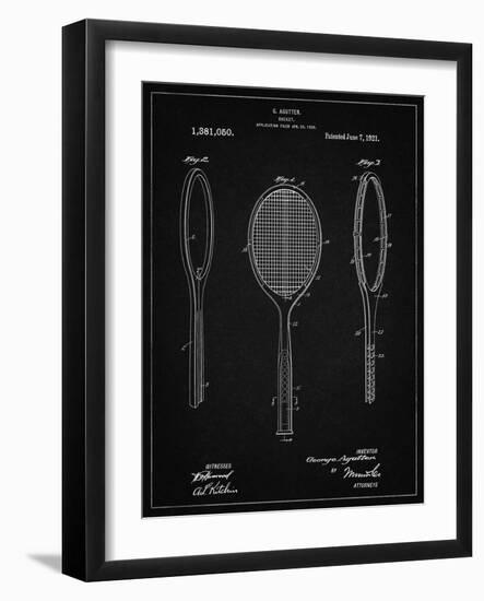 PP1128-Vintage Black Vintage Tennis Racket Patent Poster-Cole Borders-Framed Giclee Print