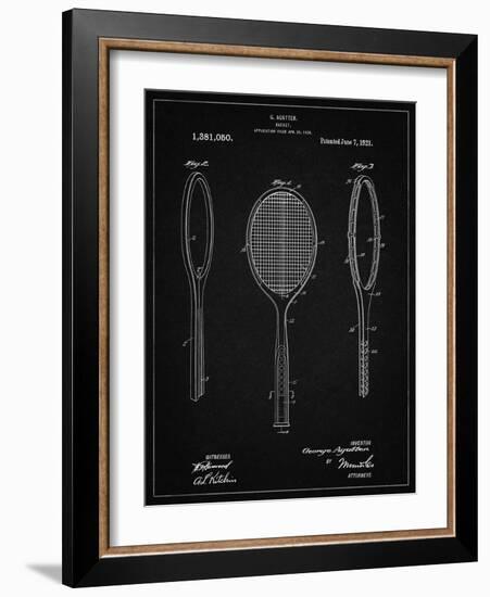 PP1128-Vintage Black Vintage Tennis Racket Patent Poster-Cole Borders-Framed Giclee Print