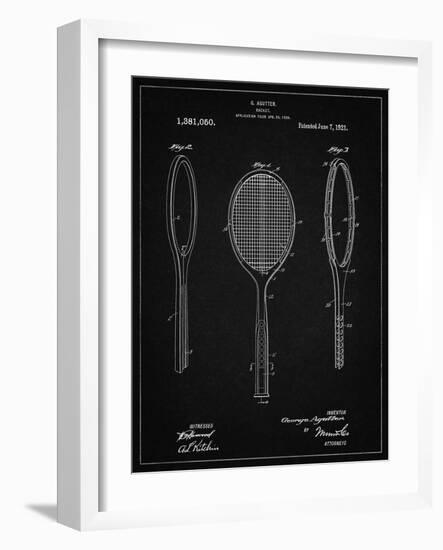 PP1128-Vintage Black Vintage Tennis Racket Patent Poster-Cole Borders-Framed Giclee Print