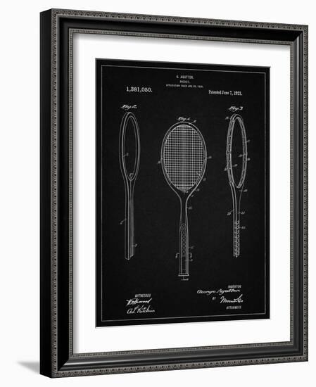 PP1128-Vintage Black Vintage Tennis Racket Patent Poster-Cole Borders-Framed Giclee Print