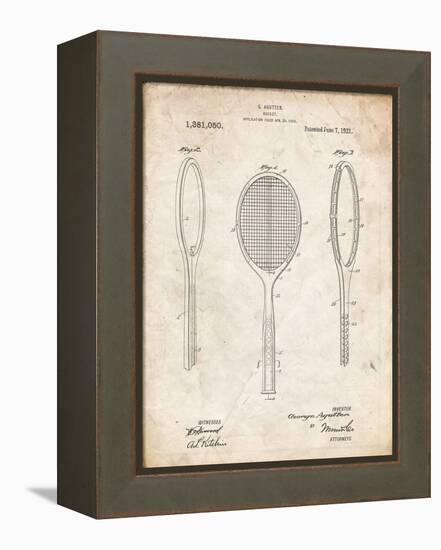 PP1128-Vintage Parchment Vintage Tennis Racket Patent Poster-Cole Borders-Framed Premier Image Canvas