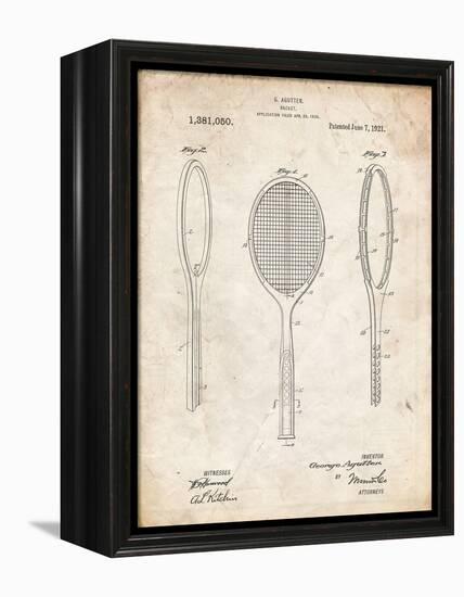 PP1128-Vintage Parchment Vintage Tennis Racket Patent Poster-Cole Borders-Framed Premier Image Canvas