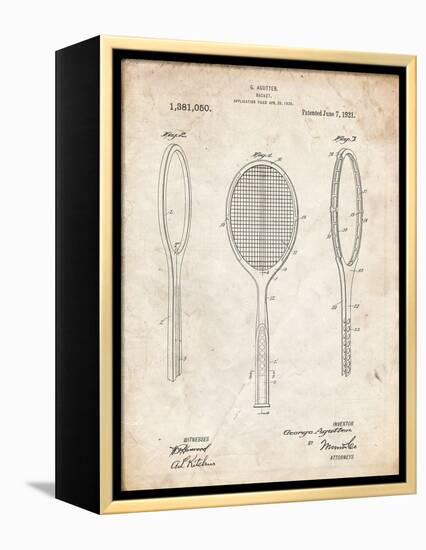 PP1128-Vintage Parchment Vintage Tennis Racket Patent Poster-Cole Borders-Framed Premier Image Canvas