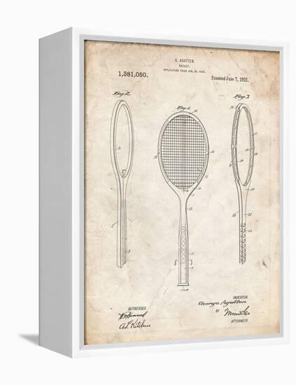 PP1128-Vintage Parchment Vintage Tennis Racket Patent Poster-Cole Borders-Framed Premier Image Canvas