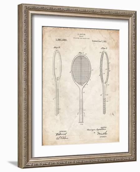 PP1128-Vintage Parchment Vintage Tennis Racket Patent Poster-Cole Borders-Framed Giclee Print