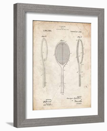 PP1128-Vintage Parchment Vintage Tennis Racket Patent Poster-Cole Borders-Framed Giclee Print